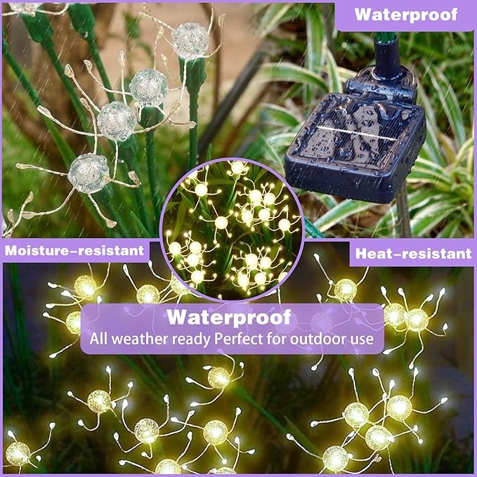 Solar Swaying Garden Lights – Firefly Effect Outdoor LED Lights with Upgraded Solar Panel, Waterproof Pathway Lights for Yard & Holiday Decor (4pack)