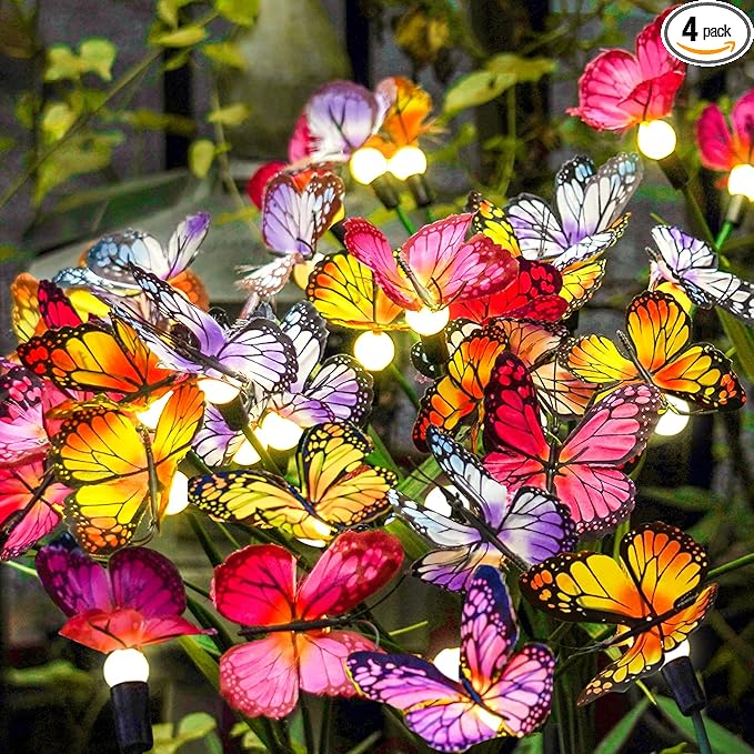 Flumy Solar Butterfly Flower Lights - LED Garden Stake, Waterproof Solar Light for Outdoor Butterflies Decorations, Perfect for Gardens, Birthday Parties, and Gifts for Women