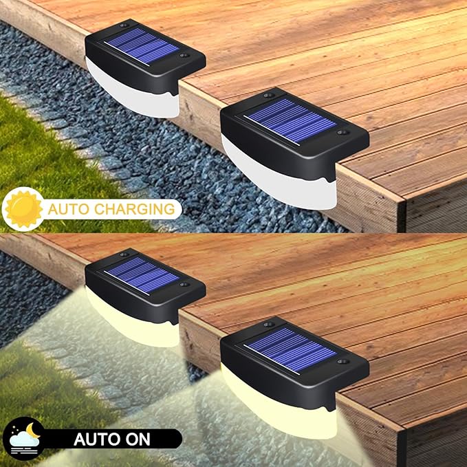 LED Solar Step Lights, 6 Pack Solar Deck Lights Outdoor IP65 Waterproof Pool Side Lighting Decor for Stairs Fence | Lumora