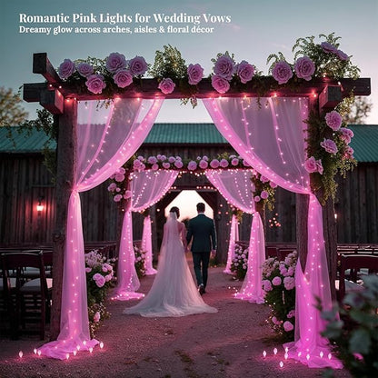 200 LED Pink Fairy Lights, 66ft Plug-in Decorative String Lights with 8 Modes for Indoor Outdoor Bedroom Wall Tree Patio Wedding Party (Pink, 200 LED 66ft)