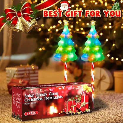 25" Larger Outdoor Christmas Decorations, 5 Pack Colorful Solar Candy Cane Christmas Tree Lights with 10 Lighting Modes and Bright 86 LED, Waterproof Solar Christmas Tree for Pathway Yard