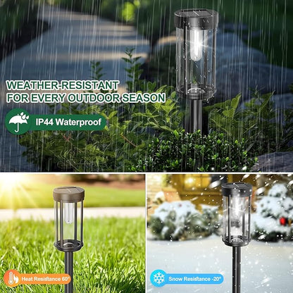16 Pack Solar Lights Outdoor Waterproof for Garden Walkway Pathway Lawn Yard Decorative Modern Landscape Lighting. (Cool White Light, 16)