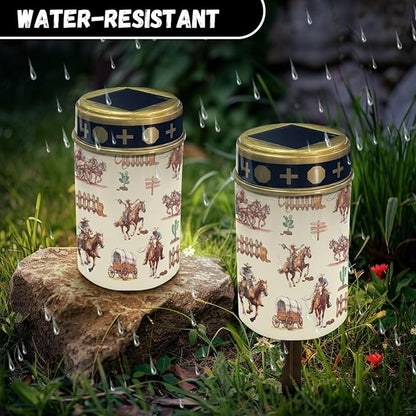 ZOUTAIRONG Western Cowboy Solar Light for Cemetery Grave Solar Garden Lights Solar Lights Outdoor Garden Solar Pathway Lights Outdoor Cemetery Solar Lights for Grave Solar Lights
