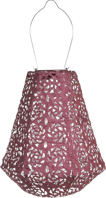 Allsop Soji Stella Prism Solar Lantern, 11" LED Outdoor Light, Handmade with Weather-Resistant UV Treated Fabric, Stainless Steel Hardware, Auto Sensor on/Off, for Patio, Deck, Garden