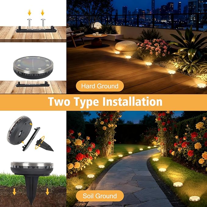 ZAIYW 6 Pack Solar Ground Lights Outdoor Waterproof Garden Lights Solar Powered Disc Landscape Lighting for Pathway | Lumora