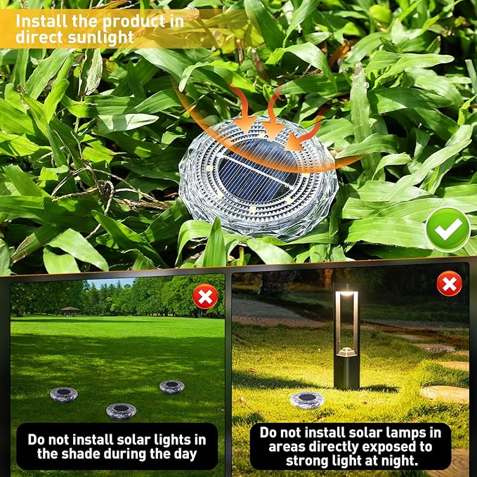 Solar Ground Lights,Solar Disc Light Outdoor Waterproof,Landscape Lighting Garden Lights for Pathway, Yard, Deck, Lawn, Patio, Swimming Pool, Walkway(Warm, 16Pack)