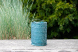 Allsop Soji Stella - Tin Art' Punched Luminaria - Cylinder - 7.5" - Outdoor Solar Latern - Metallic Emerald | Lumora