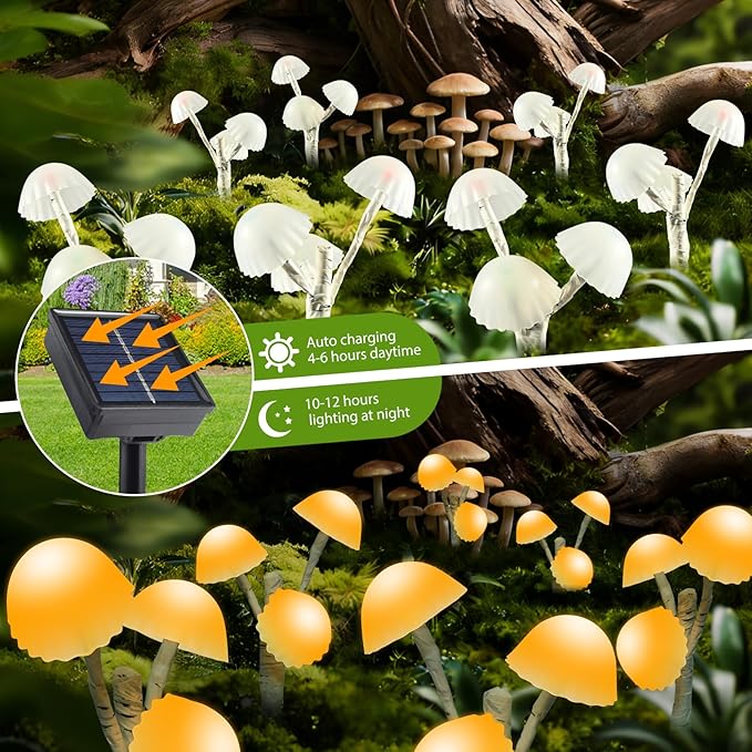 6PACKS Brightness Cute Mushrooms for Garden Decor - 18LED Solar Mushroom Path Lights Outdoor Waterproof,Longevity 8 Lighting Modes,Housewarming Gifts for Home/Yard/Fence/Birthday Party Decor