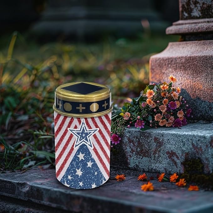Star American Flag Garden Stake Light, Solar Lights for Cemetery Grave,Solar Pathway Lights Outdoor,Lawn Yard Patio Garden Decor