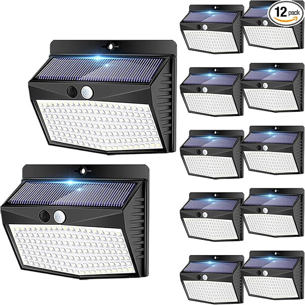 Solar Outdoor Lights, 12 Packs Solar Motion Sensor Security Lights with 3 Lighting Modes Solar Wall Lights | Lumora