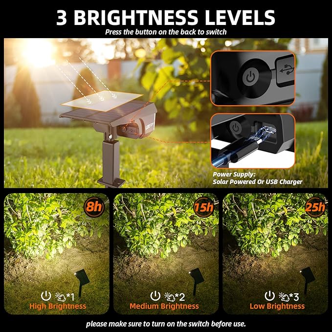 Solar Spot Lights,IP65 Waterproof 40 LED's Landscape Spotlights,3 Modes Outdoor Garden Lights, 360 Adjustable | Lumora