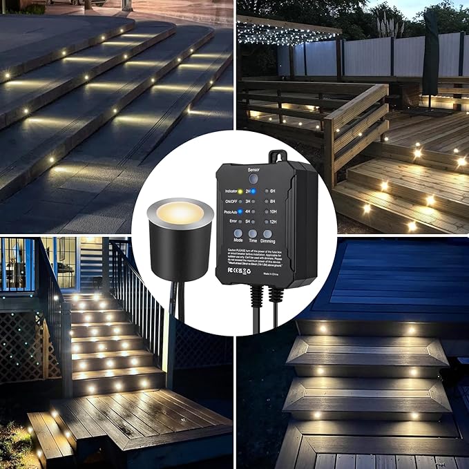 SMY Lighting Dimmable LED Deck Lights with Timer and Photocell Sensor and Protecting Shell φ32mm,30Pack Outdoor LED Smart Deck Lighting IP67 Waterproof for Garden,Yard Stair, Patio, Floor Decoration