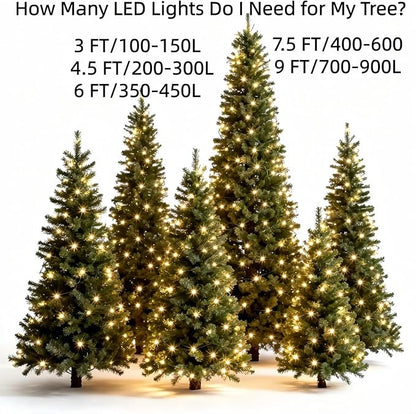 LUCKY SHINE 150 LED Warm White Christmas Lights, UL Certified and Commercial Grade Green Wire String Lights 50 Ft, for Indoor and Outdoor Use.