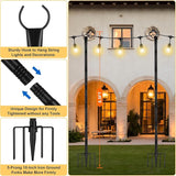 Suchtale 8.5FT Poles for String Lights with Forks, 4 Pack Metal Stands with Hooks & 5-Prong Base for Garden, Patio | Lumora