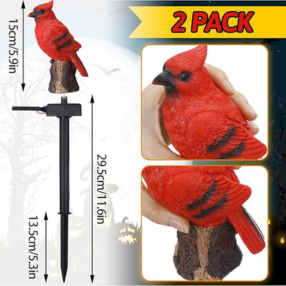 Baquler 2 Pack Cardinal Solar Lights Cardinal Outdoor Decor Red Bird Solar Light Bird Figurine Garden Stake for Pathway Garden Lawn Yard Decorations