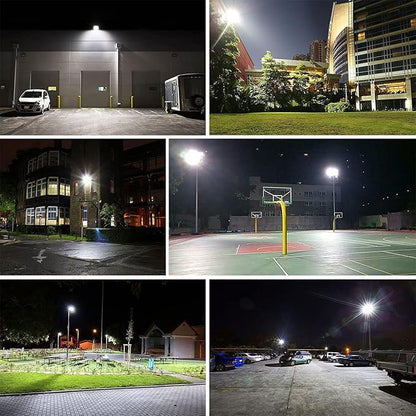 Olafus 130W Flood Lights Outdoor, 13000lm LED Work Light Plug in, 6500K Daylight White Led Flood Light Outdoor, IP66 Waterproof Security Lights for Yard Garage Stadium 4 Pack