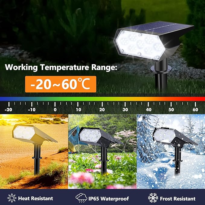 LYHOPE Solar Spot Light Outdoor, 49 LED Lights for Outside, 2 Modes Solar Powered Spotlights, Waterproof Pathway | Lumora