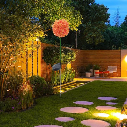Solar Garden Lights, Solar Flower Lights, Solar Ball Light Outdoor Waterproof Garden Flower Spot Light Decorative for Courtyard (Orange)