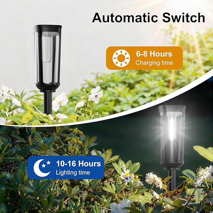 Solar Pathway Lights Outdoor,8 Pack Cool Garden Lights Solar Powered Waterproof IP65,Auto On/Off Outdoor Light for Lawn Patio Walkway Driveway Decor Landscape Lighting