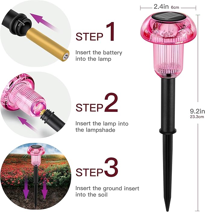Solar Pathway Lights Outdoor 12 Packs, LED Driveway Light Solar Powered, Garden Decor, Mushroom SolarLights Outdoor Waterproof for Outside Yard, Sidewalk, Lawn, Patio, Landscape, Easter, Christmas