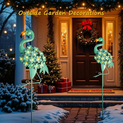Homeimpro Flamingo Gifts Solar Garden Lights for Mom, Outdoor Yard Decorations Garden Decor for Outside Lawn Ornaments Yard Art Birthday Women Men (Robin Egg Blue, 1Pack)