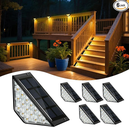 Solar Step Lights for Outside, Solar Stair Lights Outdoor Waterproof, Deck Step Lights for Fence, Patio, Yard, Porch, Front Door, Sidewalk, Garden, Patio Decor (6, Warm White)