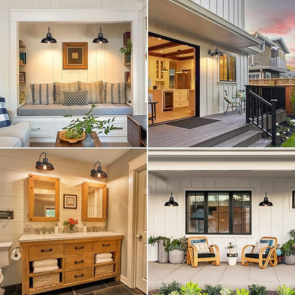 11" Outdoor Wall Lights, 2-Pack Black Wall Sconces Farmhouse Gooseneck Barn Lights for Porch, Anti-Rust Waterproof Exterior Wall Mount Light Fixture for Garage Frontdoor Entryway Bathroom Doorway