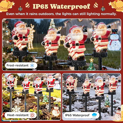 2 Packs Christmas Solar Garden Light with Santa Claus, 17.7 Inches Garden Solar Light Outdoor for Christmas Decoration, Auto ON/OFF, IP65 Waterproof, Suitable for Courtyard, Pond, Walkway Decoration