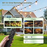 150FT Solar String Lights Outdoor with Remote, USB, Timer & 62 Shatterproof Bulbs, 2200K Soft Warm White, Dimmable | Lumora