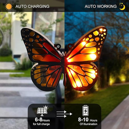 Ground Lights, Equipped with 4 Solar Butterfly Lights for Outdoor Waterproofing, 14 LED Solar Landscape Lighting, Suitable for Gardens, courtyards, terraces, corridors, Lanes, and walkways (Yellow)