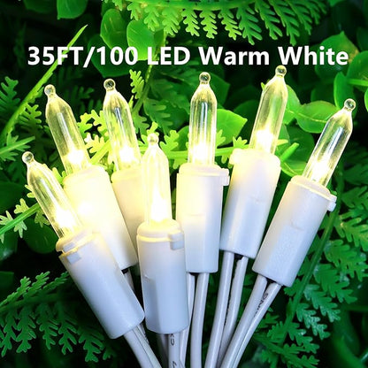 LUCKY SHINE 100 LED Warm White Christmas Lights, UL Certified and Commercial Grade White Wire String Lights 35 FT, for Indoor and Outdoor Christmas Trees, Party, Garden, Patio.