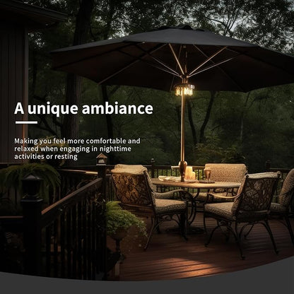 Patio Umbrella Light with LED Edison Bulbs, Battery Operation Cordless-Outdoor Umbrella Pole Lights with 2 Lighting Modes for Garden，Patio, Backyard, Camping or BBQ - Brown(1 Pack)