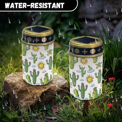 ZOUTAIRONG Solar Light for Cemetery Grave Solar Garden Lights Solar Lights Outdoor Garden Solar Pathway Lights Outdoor Cemetery Solar Lights for Grave Solar Lights Cactus