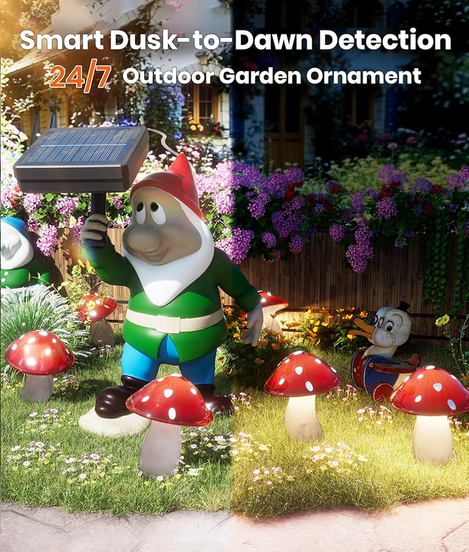 18 Pack Solar Mushroom Lights Outdoor, Garden Outdoor Decor, 8 Lighting Modes, IP65 Waterproof, Crystal-Clear Fairy | Lumora