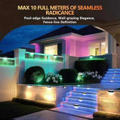 2 Packs Solar Step Lights Outdoor Waterproof, Solar Fence Lights RGB Color Changing, Outdoor Stairs Light for Garden, Patio,Garden,Poolside,Fence,Wall