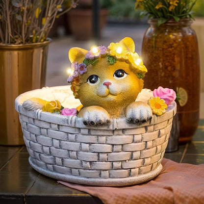 HOMEIMPRO Cat Solar Lights Garden Outdoor Gifts for Mom, Garden Decor for Outside, Cat Solar Statue Lights, 8LED Kitten Yard Decorations, Mothers Day Birthday Gifts Women Wife