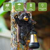 Bear Tree Hugger with Solar Lantern - Resin Bear Statue for Outdoor Garden Decor - Ideal Housewarming & Birthday | Lumora