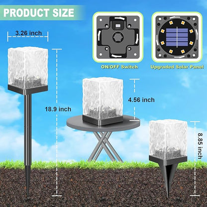 Solar Pathway Lights, LED Outdoor Waterproof Ice Brick Ground Light, Multi-use Landscape Lighting for Lawn & Table | Auto On/Off Solar Powered Garden Yard Decoration (Warm, 4 Pack)