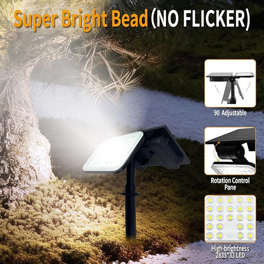 Solar Spot Lights Outdoor Waterproof, Motion Sensor Dusk to Dawn Solar Powered Spotlights, Uplights with 90° Adjustable Solar Panel & Light Head for Wall Yard Trees Pathway Landscape Lighting