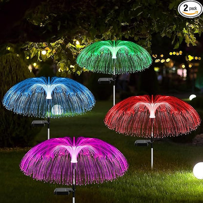 exciting Lives Solar Jellyfish Lamp Set of 2 - Jellyfish and Star Solar Flower Lights for Christmas Day, New Year, Diwali, for Outdoor, Garden Decor, Gifts for Women, Wife, Girlfriend