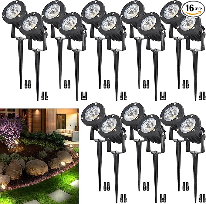 15W Low Voltage Landscape Lights LED Landscape Lighting with Connectors and Spike Stand, 12V 24V Outdoor Spotlights | Lumora