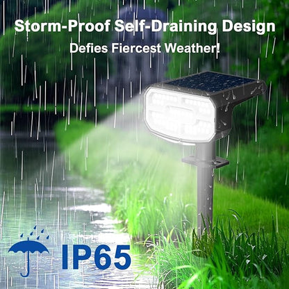 Solar Spot Lights Outdoor Waterproof IP65,6 Pack,Cool Light, 2 Lighting Modes Selectable, Solar Powered Yard Garden Solar Spot Lights for Garden Outside Landscape Auto On/Off