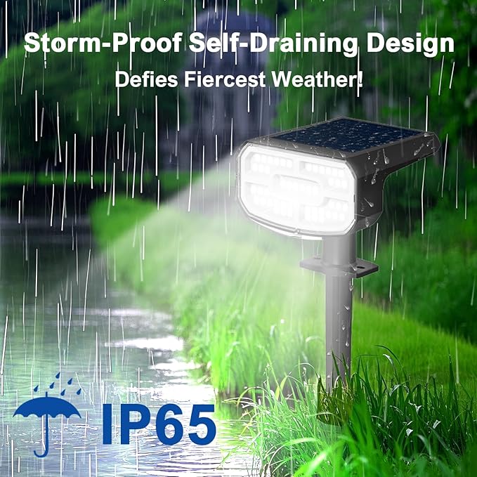 Solar Lights Outdoor Waterproof IP65, Super Bright LED, Cool Light 2 Lighting Modes Selectable, Solar Powered Yard | Lumora