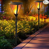 iBaycon 2 Pack 28" Solar Flame Torch Lights, Flickering Flame Garden Lights Outdoor Waterproof, Solar Pathway Light | Lumora
