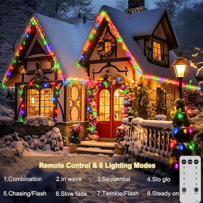 ZAIYW 66ft 100 LED C9 Christmas Lights String, Strawberry String Lights UL Plug C9 String Lights Green Wire | Lumora