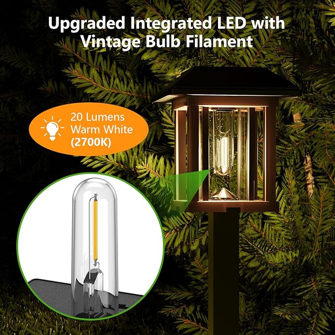 XMCOSY+ Solar Lights Outdoor - 4 Pack Solar Yard Lights, Solar Garden Lights with Glass Metal, IP65 Waterproof Solar Powered for Yard Landscape Driveway Walkway