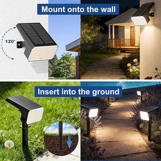 LANSOW 12 Pack Solar Spot Lights Outdoor Waterproof IP67, (90 LED/4 Modes) Solar Landscape Spotlights, 2-in-1 Solar | Lumora