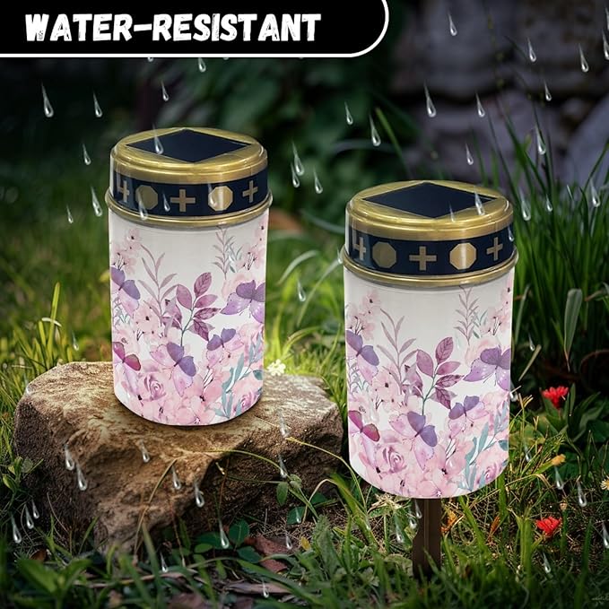 Pink Floral Solar Lights Solar Lights Outdoor Solar Pathway Lights Waterproof Solar Garden Lights LED Lantern Solar Powered Light for Outside Spotlights Garden Lantern