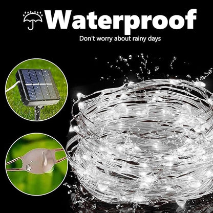 Joomer Solar Fairy Lights, 4-Pack Total 104FT 320LED Solar String Lights Outdoor Waterproof 8 Lighting Modes for Patio Fence Party Garden Yard Home Holiday Tree Outdoor Decoration (White)
