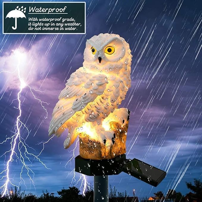 Garden Solar Light Outdoor Decorative, Owl Decor Solar Pathway Lights Outdoor LED Solar Garden Lights, Garden Solar Lights Outdoor Waterproof Decorative,White